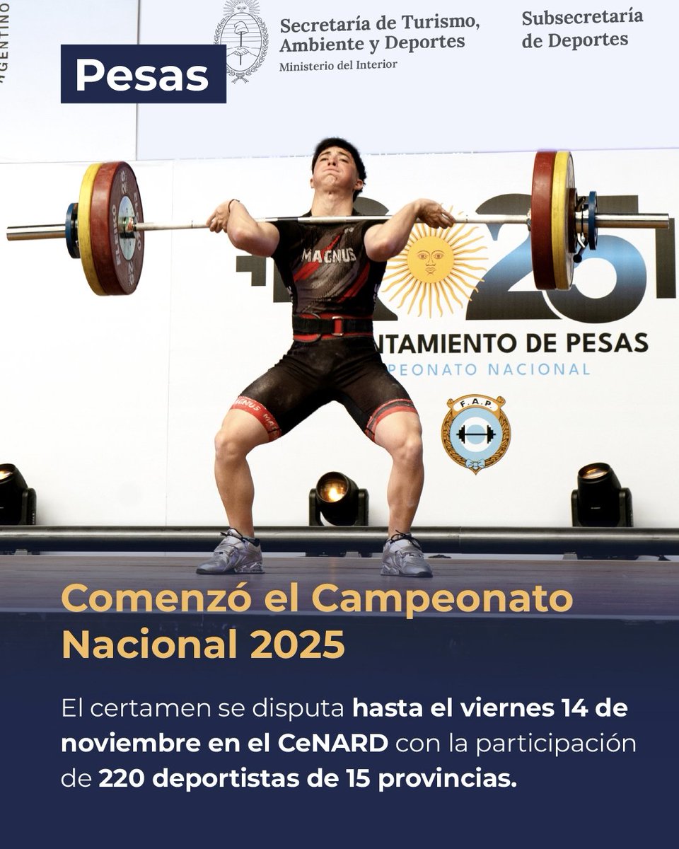 #Pesas El Campeonato Nacional reúne a más de 200 deportistas en el CeNARD 🏋🏻‍♂️🇦🇷

argentina.gob.ar/noticias/comen…