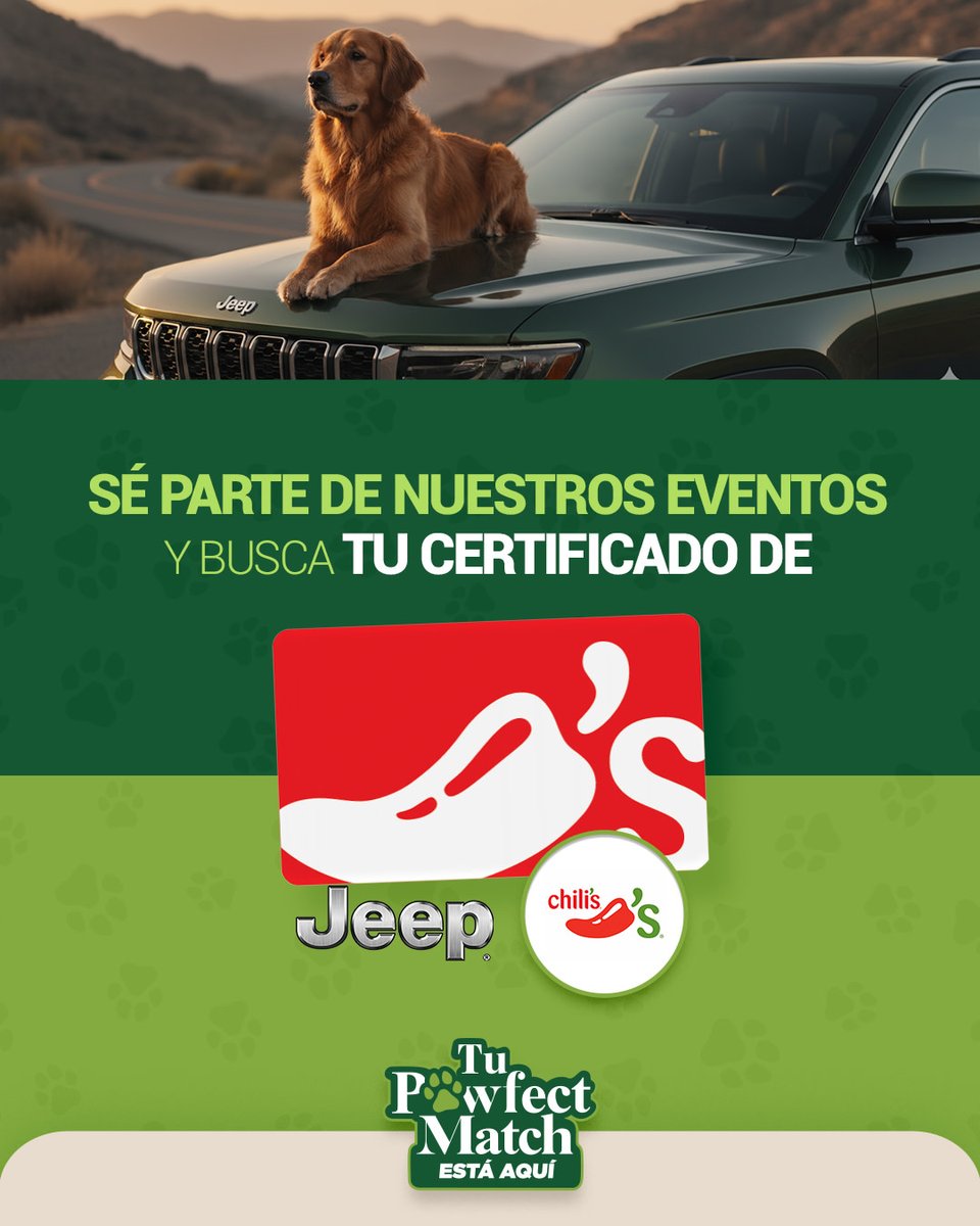 jeeppr's tweet image. ¡Gracias a Chili&apos;s Puerto Rico por ser parte de este evento!

Busca tu #PawfectMatch y tu certificado de Chilli&apos;s en nuestros dealers. 🍨 ✨
