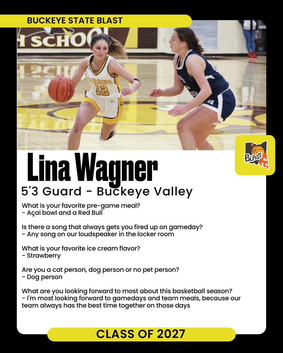 Our featured player this week in the Class of 2027 is Lina Wagner from Buckeye Valley!