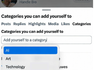 markslaunwhite's tweet photo. There should be a feature on @X that allows you to add a filter category to your profile and if a user adds an "AI" filter to their account, they will automatically be added to the "AI" lists that followers create. Reorder category/lists tabs on your profile. 

Boost profile reach. Optimize lists.