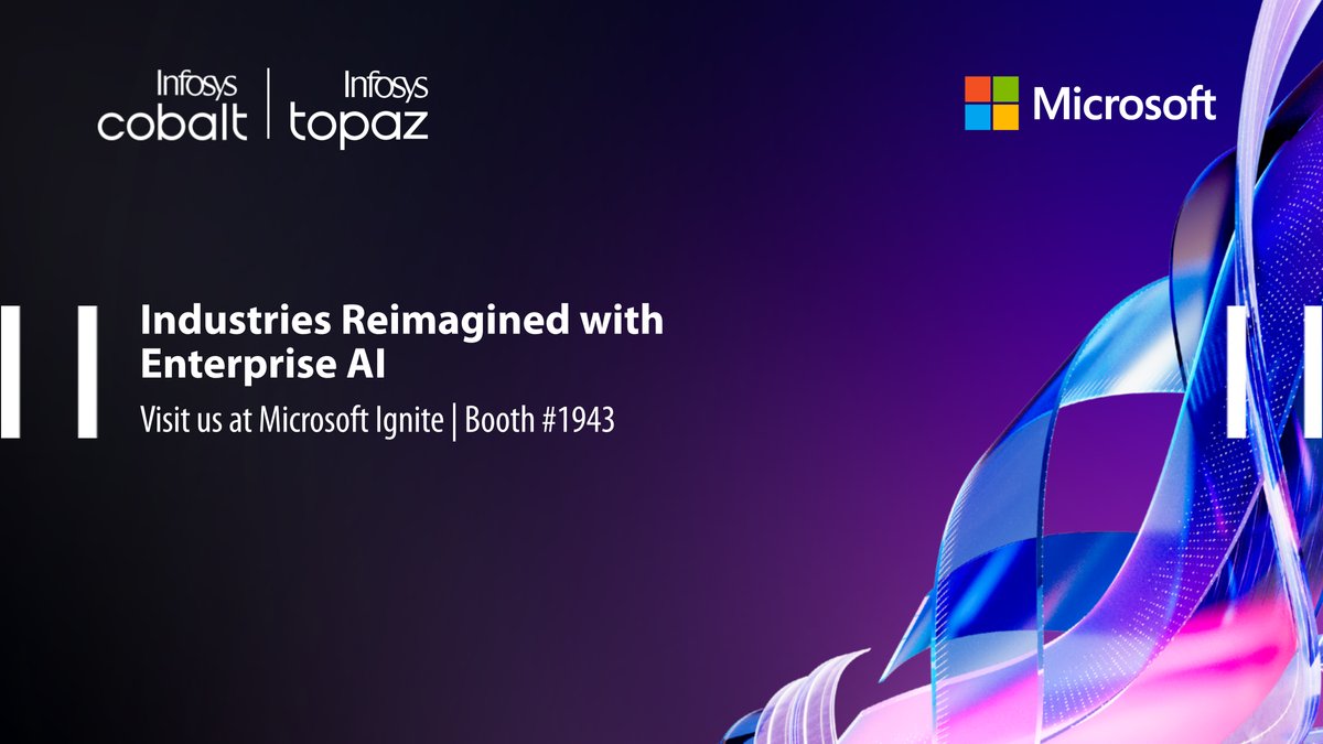Infosys's tweet image. Explore real, industry-specific AI solutions with #Microsoft that drive business outcomes. Visit our Booth #1943 at #MicrosoftIgnite2025 to know more. infy.com/4hWHPIe

#InfosysAtMicrosoftIgnite2025 #InfosysCobalt #InfosysTopaz #EnterpriseAI