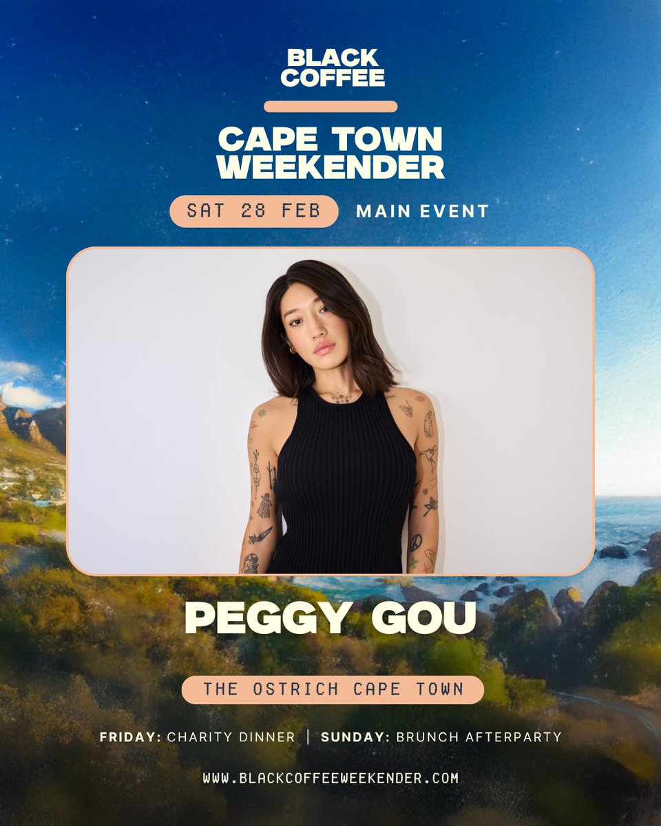 BCWeekender's tweet image. The Main Event.
Where legends meet.

The spectacle, the stage, the lights, the music –
join us and lose control.🙂‍↔️

Peggy Gou headlines The BCW26 Main Event,
bringing her signature sound to South Africa for the very first time. 🇿🇦
A global icon. A defining moment. A night that…