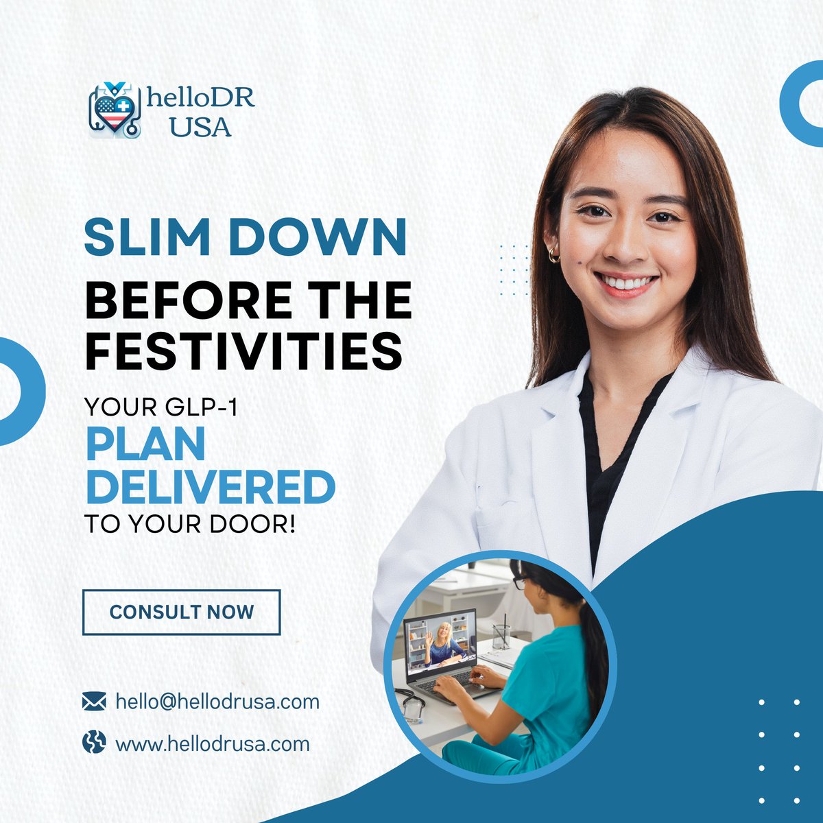 HelloDrUsa's tweet image. 🎄 Slim down before the festivities with our GLP-1 Weight Program! 💪 Personalized telehealth care, expert guidance &amp;amp; treatments delivered to your door — starting at $199/month.

💬 Consult now: hellodrusa.com
.
.
#GLP1Program #HolidayReady #HelloDrUSA
