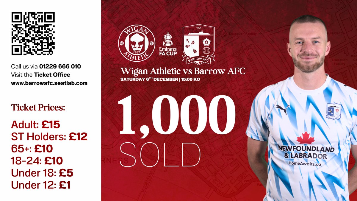 🎟️𝟭𝟬𝟬𝟬 𝗦𝗢𝗟𝗗 

Check out our ticket sales &amp; information update ahead of our <a href="/EmiratesFACup/">Emirates FA Cup</a> 2nd Round tie away at <a href="/LaticsOfficial/">Wigan Athletic</a> ℹ️

More info ⤵️
🔗 tinyurl.com/3fcr8wa2

#WeAreBarrow