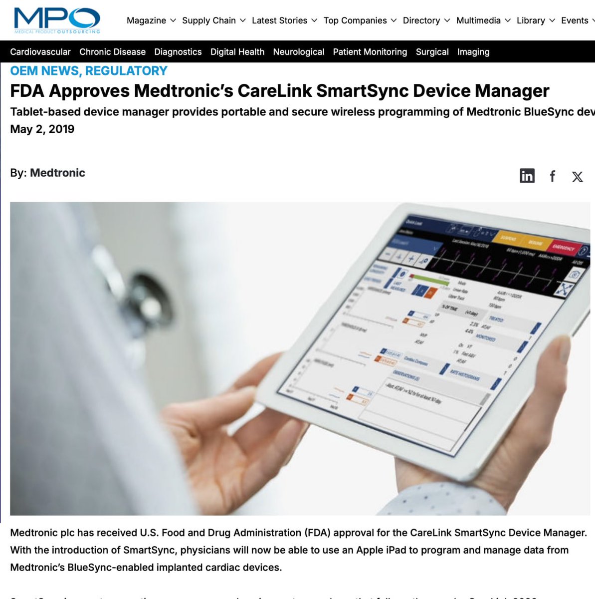 CorinneNokel's tweet image. 2020 #CISA 

Medtronic CareLink and Encore Programmers are  devices used by trained personnel at hospitals and clinics to program and manage Medtronic cardiac devices

#MICS 

Medtronic 9790 Programmers

2090 CareLink Programmers

29901 Encore Programmers

cisa.gov/news-events/ic…