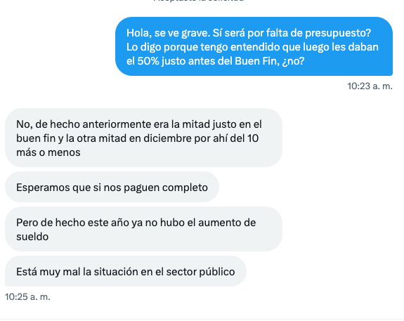 🇲🇽 | «Está muy mal la situación en el sector público»

Funcionarios de <a href="/SEMARNAT_mx/">SEMARNAT México</a>, los mismos que denunciaron que fueron obligados a aplaudir a <a href="/Claudiashein/">Claudia Sheinbaum Pardo</a> en su pasado mitin en el Zócalo, temen pagos incompletos por «falta de presupuesto».

Pregunté si podría ser por el Buen