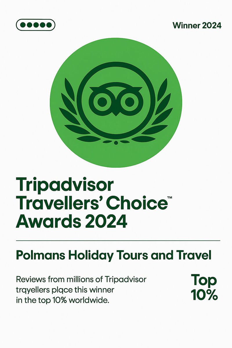 PolmansTours's tweet photo. TripAdvisor Choice Awards Winner! 

We’re proud to announce that Polmans Holiday Tours and Travel has been honored with the TripAdvisor Travelers’ Choice Awards for 2023, 2024 &amp; 2025! 

A huge thank you to our amazing guests for trusting us to create unforgettable safari  #safari https://t.co/KRaK6jGZKK