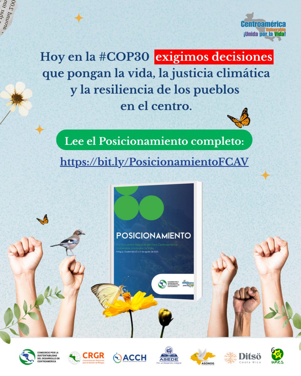 Nuestra región, una de las más afectadas por la crisis climática, enfrenta sequías, inundaciones y pérdida de cosechas. Hoy pedimos acción real y compromisos concretos.
Lee el posicionamiento completo aquí 📷 bit.ly/Posicionamient…
#COP30