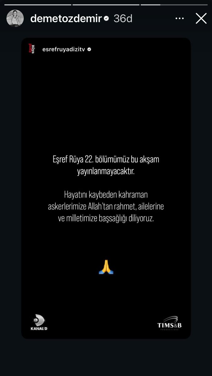 #DemetÖzdemir İnstagram hesabında yeni bir hikaye paylaştı💫

📍 📸| @/demetozdemir • IG Story “🙏”