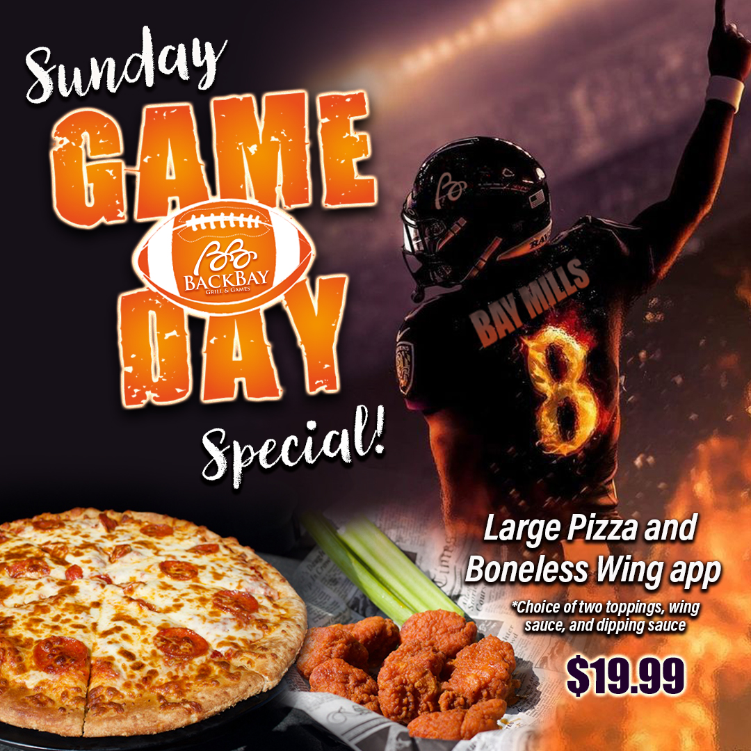 BayMillsCasino's tweet image. Ultimate Game Day Combo! 🏈🍕
14” Two Topping Pizza &amp;amp; Boneless Wing Combo | $19.99
Choice of two toppings, wing sauce &amp;amp; dipping sauce!
Touchdown with the Sunday Football Special at Back Bay Grill &amp;amp; Games. To place an order for pick up call (906) 248-8220.
#special #pizza #wings