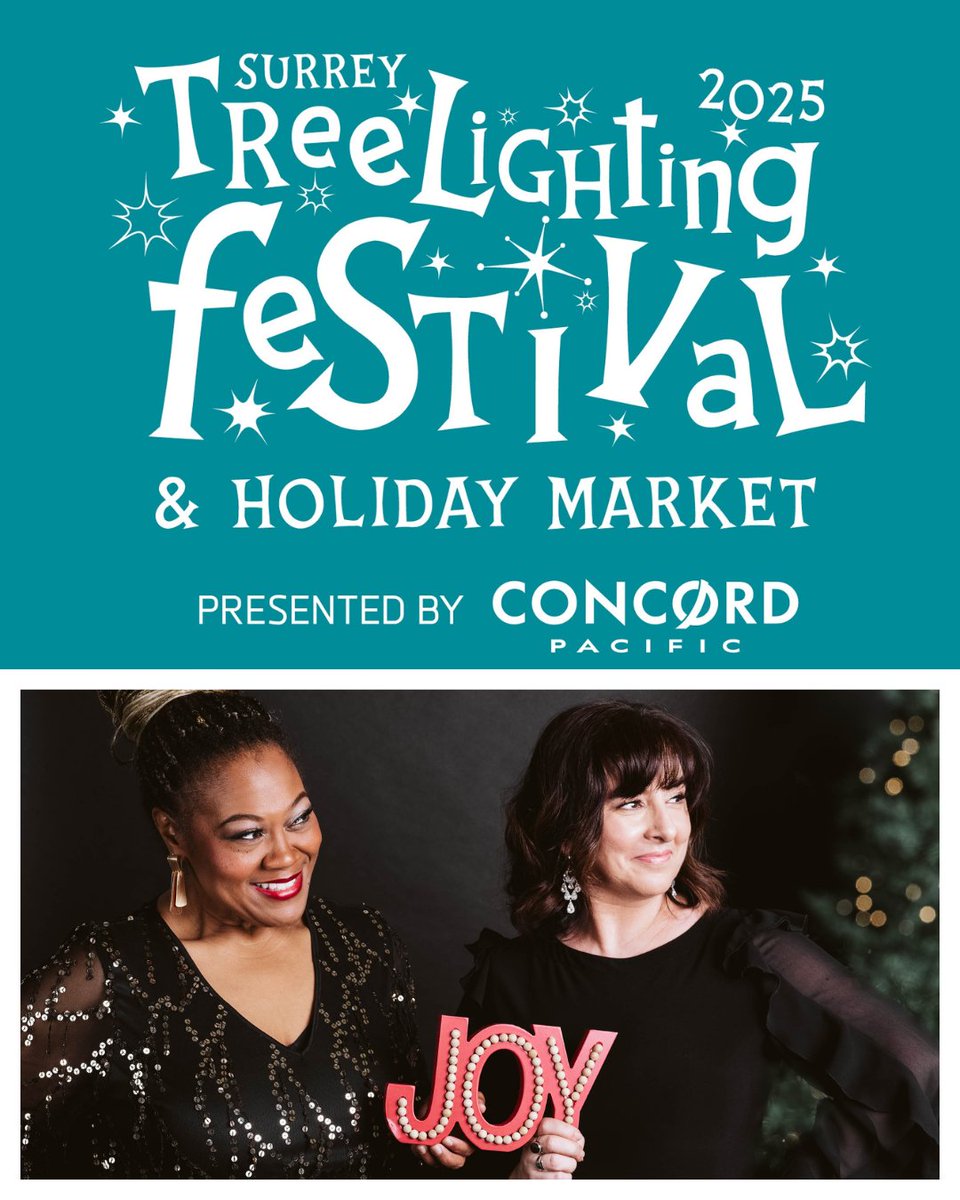 jturnerentgroup's tweet image. JTEG was thrilled to work with The Surrey Tree Lighting Festival organized by @surreybcevents in the booking of O Come All Ye Soulful on Nov 22nd

Join two award winning powerhouses - vocalist, @dawnpemberton and bassist, Jodi Proznick

Info here bit.ly/3K0N8K1