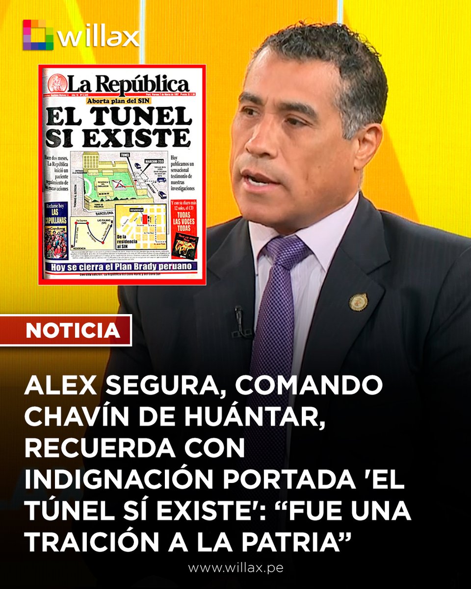#AlDíaConWillax | El héroe del 'Operativo Chavín de Huántar', Alex Segura, calificó como "una traición a la patria" la portada de un diario que reveló la existencia del túnel utilizado en la operación de rescate de rehenes en 1996. Sostuvo que dicha publicación puso en grave