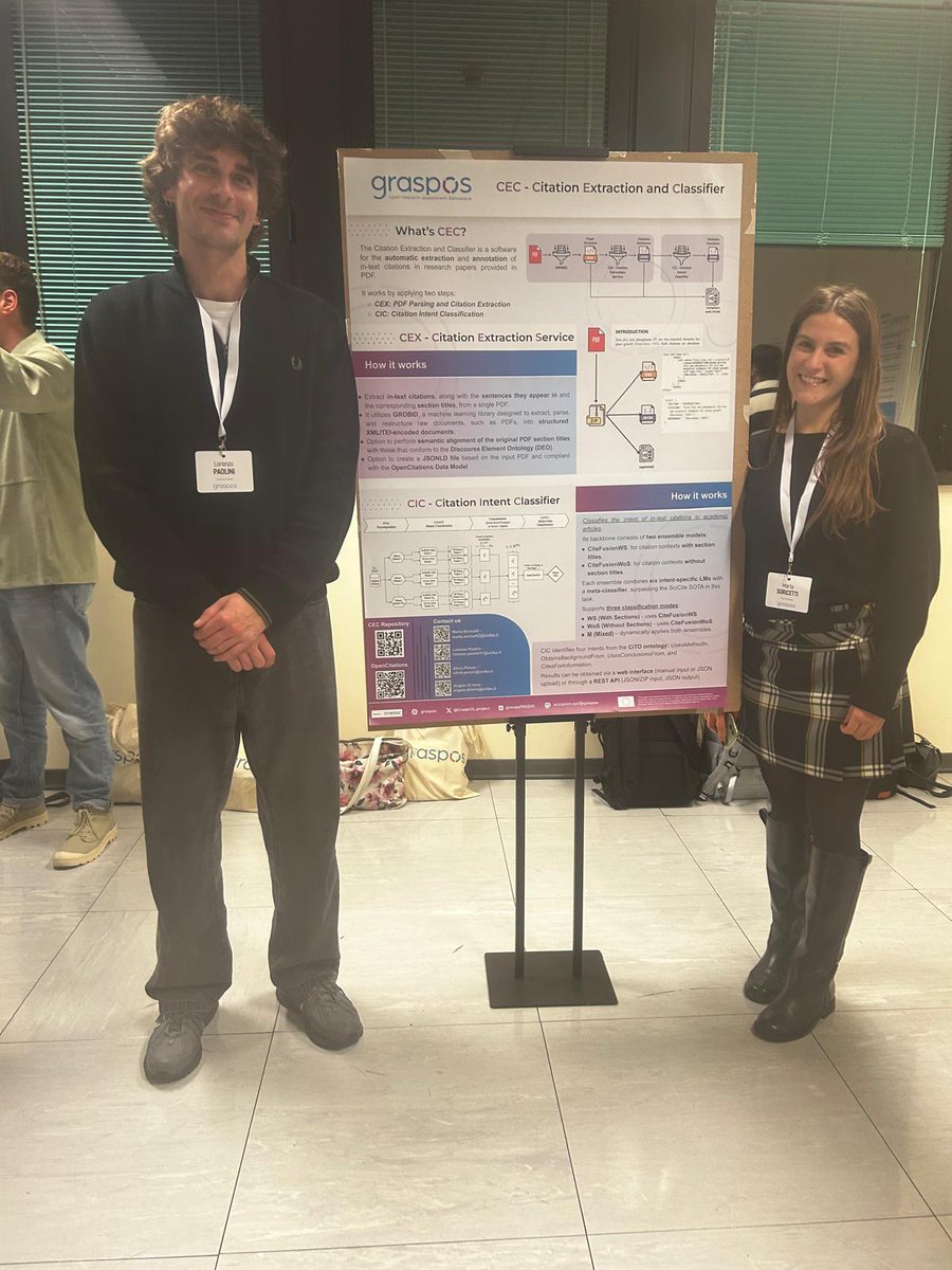 opencitations's tweet image. Exciting days for our team at the #GraspOS Final Conference! Today we joined the poster session and @essepuntato spoke in the panel on OIs for Responsible Research Assessment. Tomorrow at 17:00, he’ll join the @CoARAssessment  Italian Chapter final event: coara-italia.it/gli-eventi/eve…