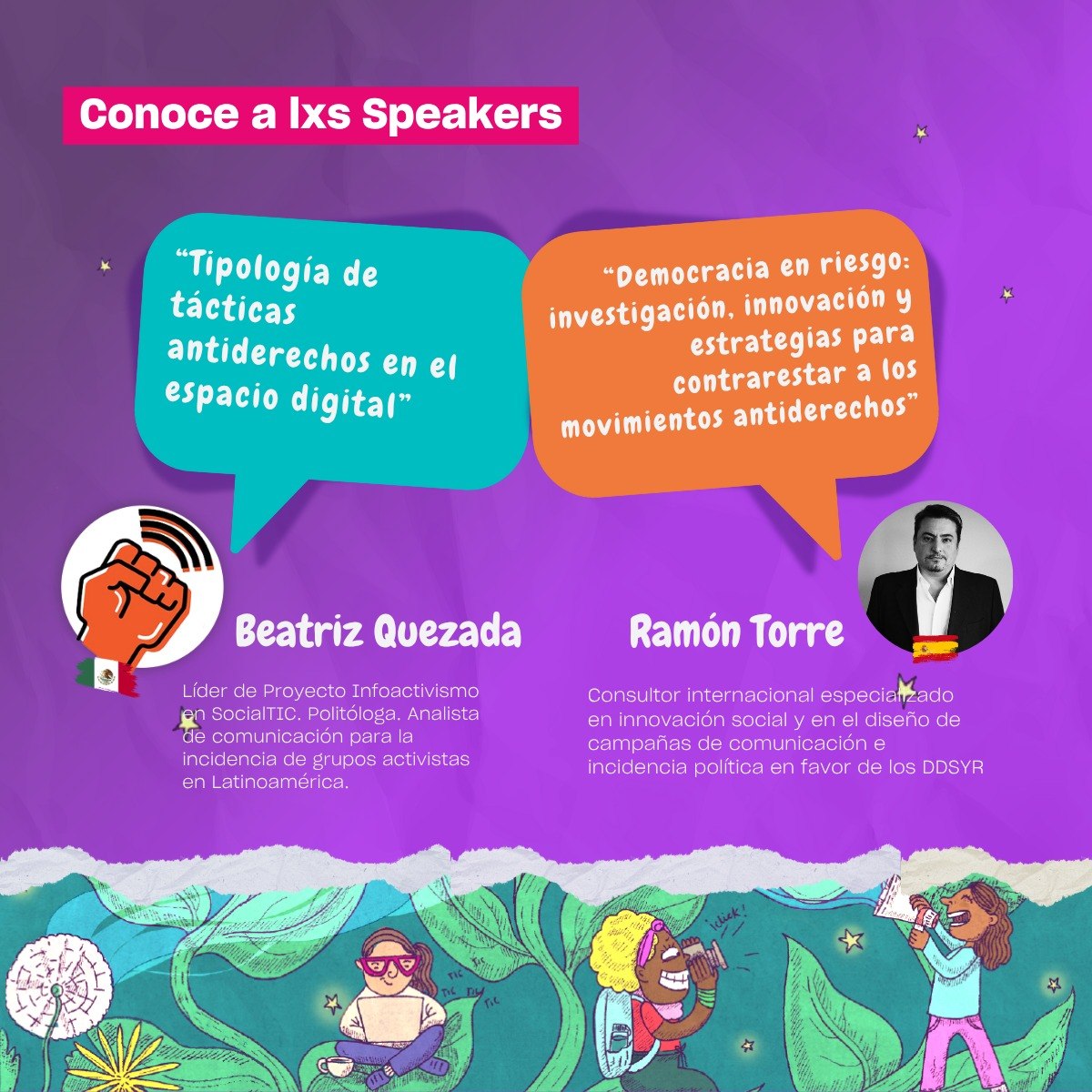 ¡Inspirémonos!

Iniciamos la serie de Conversaciones digitales para entrelazarnos, parte de la Beca Zarelia - Poder Elegir ( 2da edición) 
Jueves 13 Noviembre 
16:00 hora Ecuador 

➡️ Beatriz Quezada de <a href="/socialtic/">SocialTIC</a>
➡️ Ramón Torres Cañal 
Hilo 👇🏽