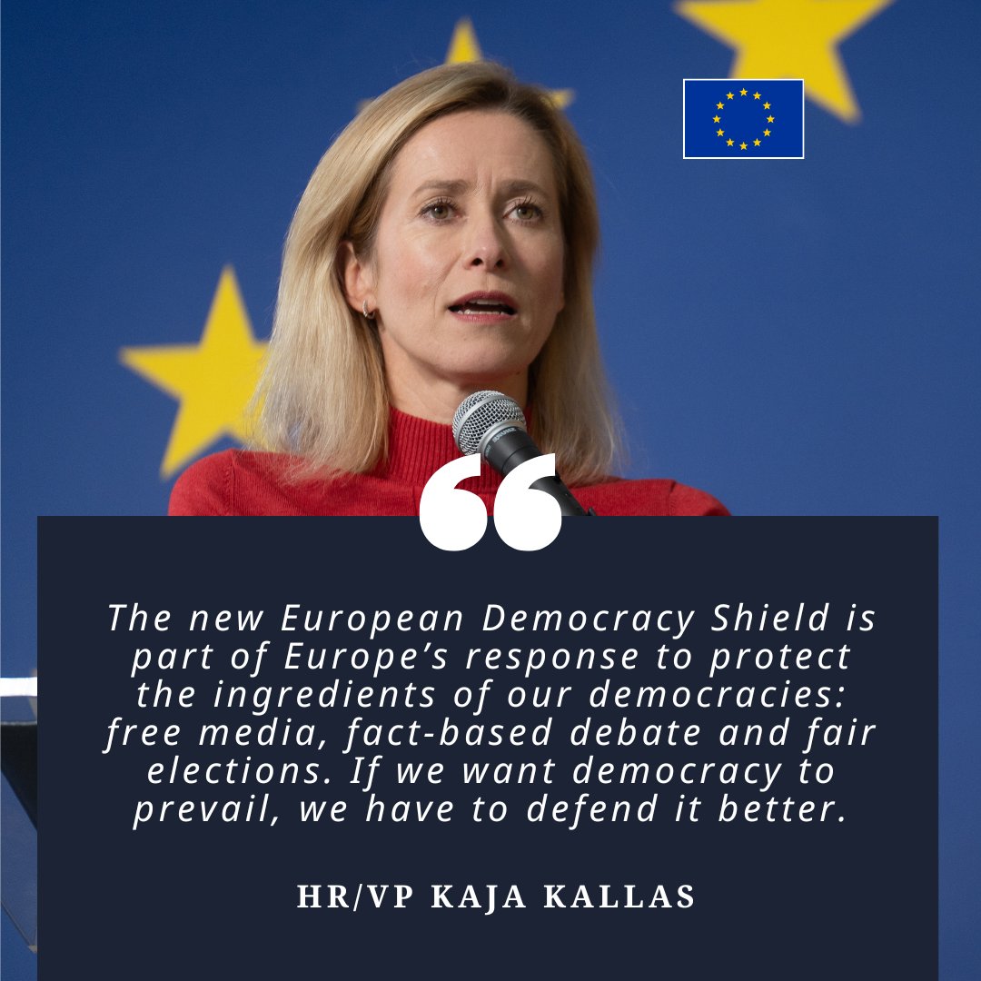 eu_eeas's tweet image. On 12 November, the EU announced the European Democracy Shield, a strategic initiative. We will step up collective action to counter FIMI with international partners and collaborate closely with democracies worldwide, including the G7, NATO, and within Security and Defence…