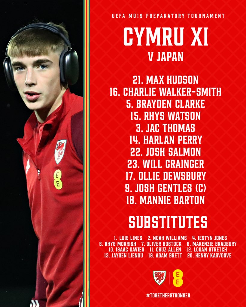CYMRU XI 🏴󠁧󠁢󠁷󠁬󠁳󠁿🇯🇵

How our MU19 line-up to face Japan 👊