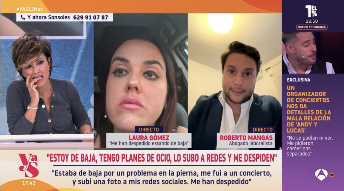 Despidos estando de baja médica: ¿qué puedo hacer y qué no durante la incapacidad temporal? Hoy hemos resuelto algunas dudas en el programa “Y ahora Sonsoles”, en <a href="/antena3com/">Antena 3</a> 

Link aquí 👇

atresplayer.com/antena3/progra…