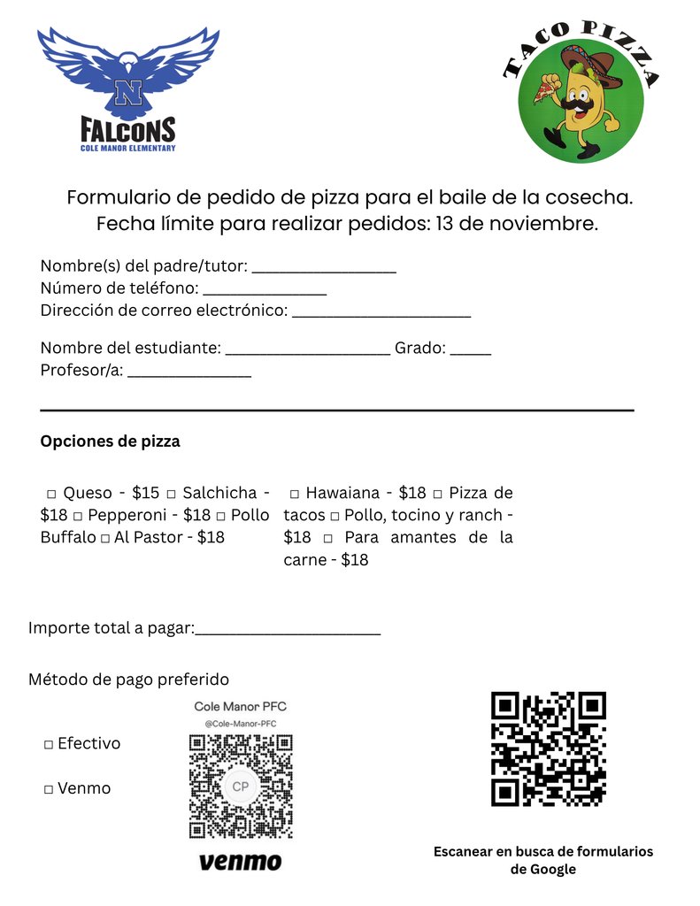 Cole Manor Harvest Dance this Friday November 14th from 6:00 PM - 8:00 PM. Check out the attached flyers and your email for all the information! Thank you for your support!