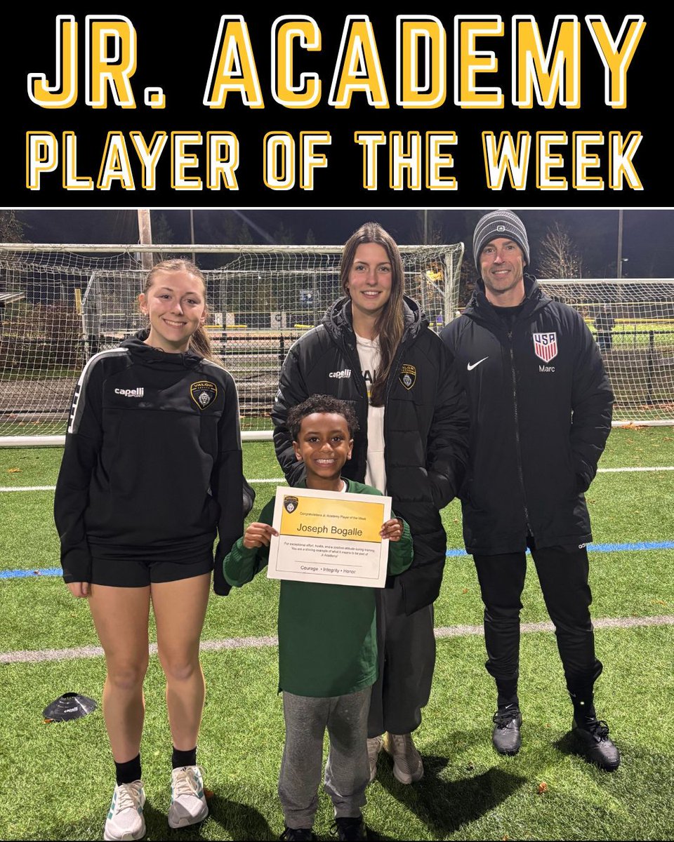 📣 Congratulations to Joseph Bogalle, our Junior Academy Player of the Week! 📣 

Joseph puts in great effort every game and tracks back on defense so well. He never gives up and shows such a positive attitude toward his teammates. ✨ 

#WeAreValor #PlayeroftheWeek #JrAcademy