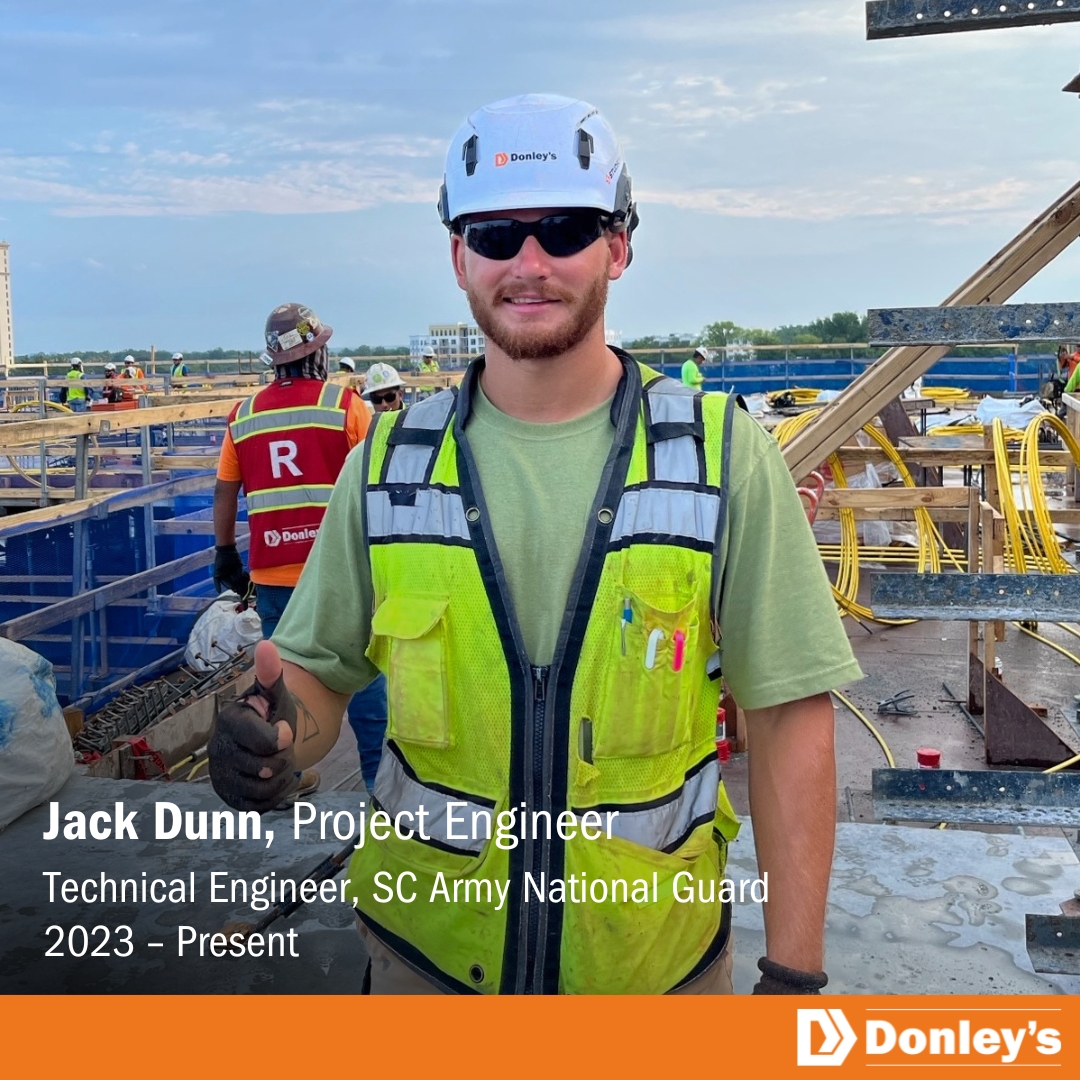 Donley’s recognizes and appreciates those who serve our country. Jack Dunn, Project Engineer in South Carolina, currently serves with the South Carolina Army National Guard as a 12T Technical Engineer.

#Donleys #ConcreteContractor #VeteransDay #ThankYouVeterans