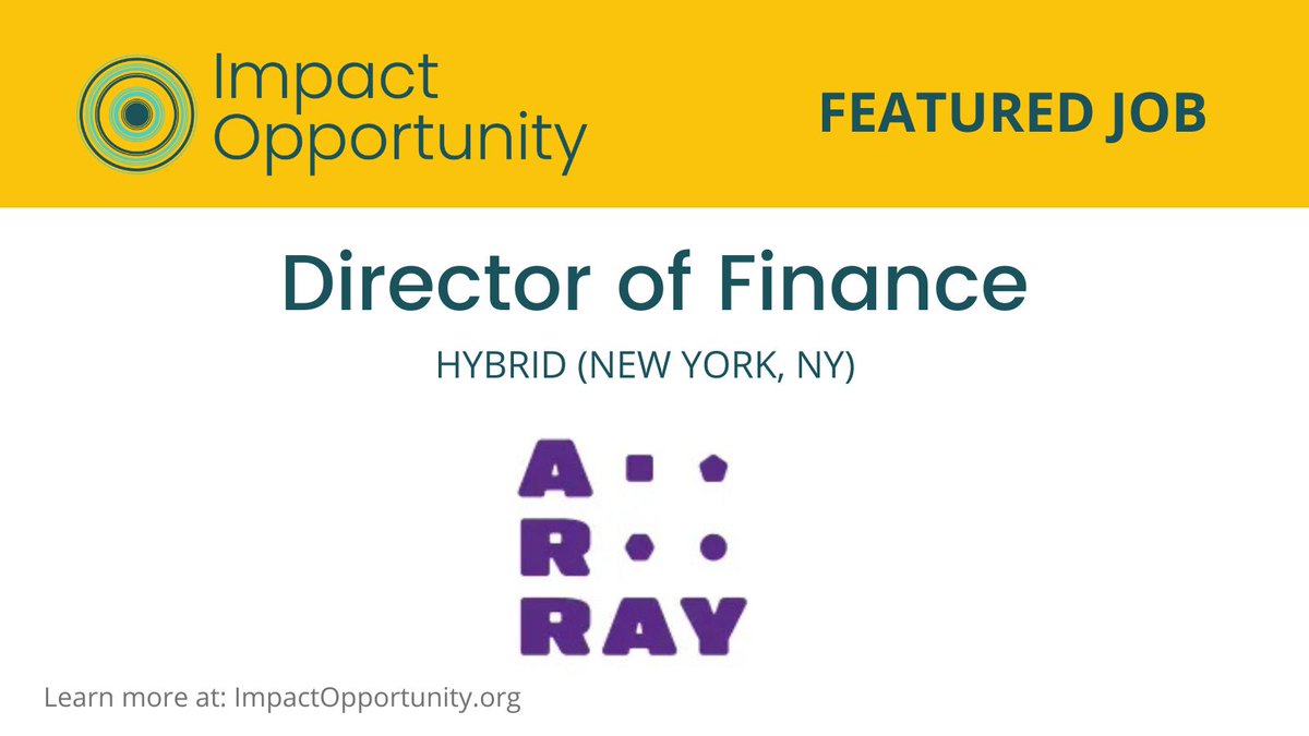 #ImpactOpportunity with Array Education as Director of #Finance ($100-$150K): loom.ly/Aa0rcII
Array Education is an innovation studio that supports, connects &amp; invests in teaching &amp; learning, starting with early literacy &amp; continuing through a young person’s career.