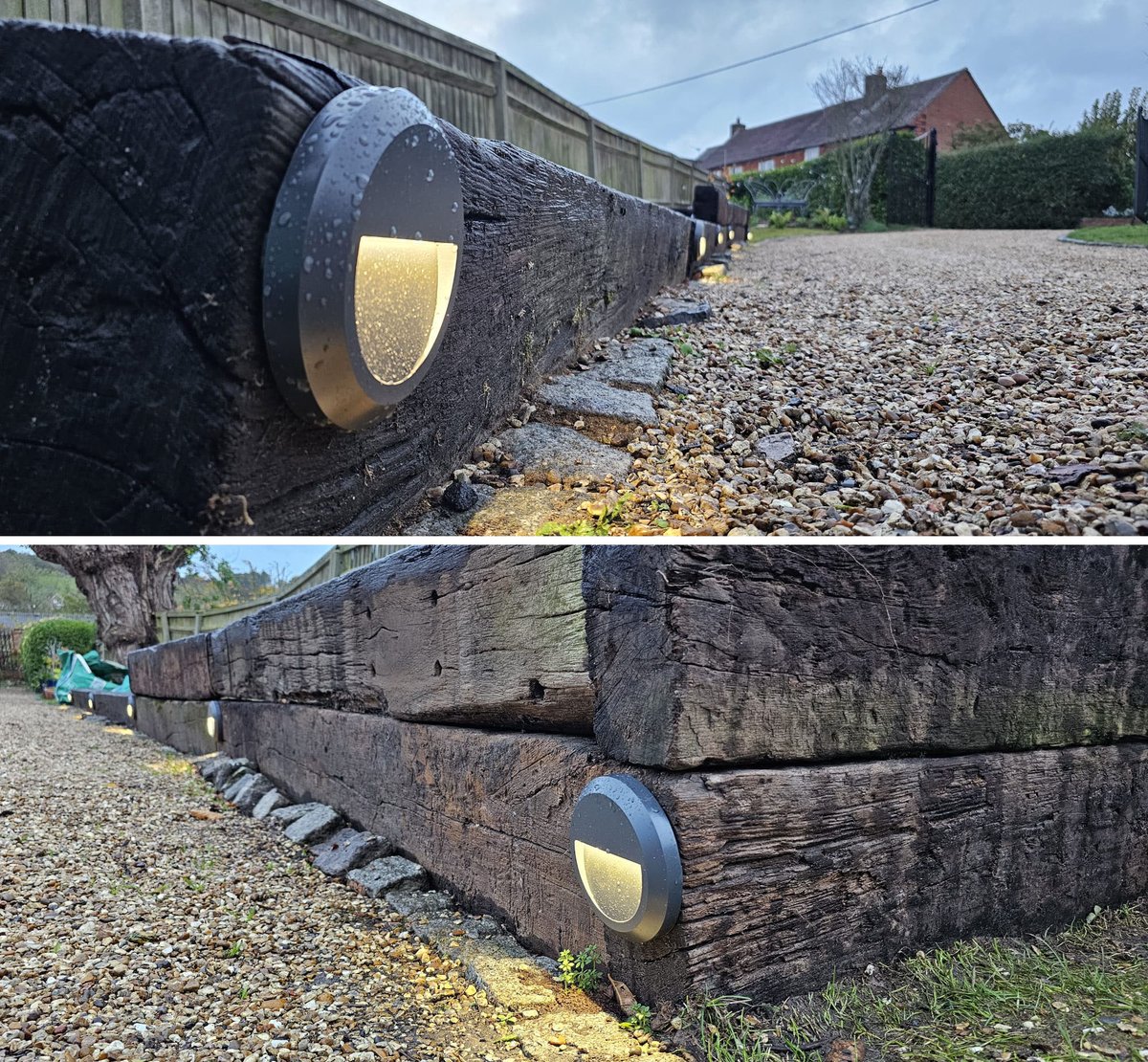 More outside lights completed last week, to make sure that people don't drive in to the clients new sleeper walls. It doesn't show in this photo, but this drive is very steep....

#Electricians #Basingstoke #NICEIC #ECA #Electrical #Electrician