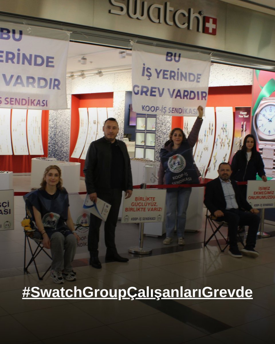 💪 SWATCH GROUP’TA GREV VAR!

✊ KURTULUŞ YOK TEK BAŞINA

YA HEP BERABER 🫶YA HİÇBİRİMİZ👊

#SwatchGroupÇalışanlarıGrevde

<a href="/KOOPISSENDIKASI/">Koop-İş Sendikası</a> 
<a href="/uniglobalunion/">UNI Global Union</a> 
<a href="/swatchturkiye/">Swatch Türkiye</a> 
<a href="/Swatch/">Swatch</a>
