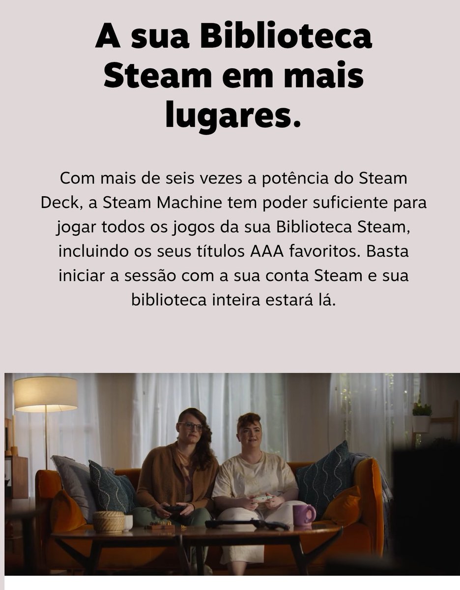 PhoenixBR's tweet photo. É REAL!
A VALVE VAI LANÇAR UM CONSOLE DE MESA! 
O Steam Machine acaba de ser oficialmente anunciado:
- 4k 60fps 
- 6x potência do Steam Deck
- 512 Gb ou 2 tbm
- Roda STEAM OS
https://t.co/6oIv8mh16f https://t.co/dTNBqgOOgY