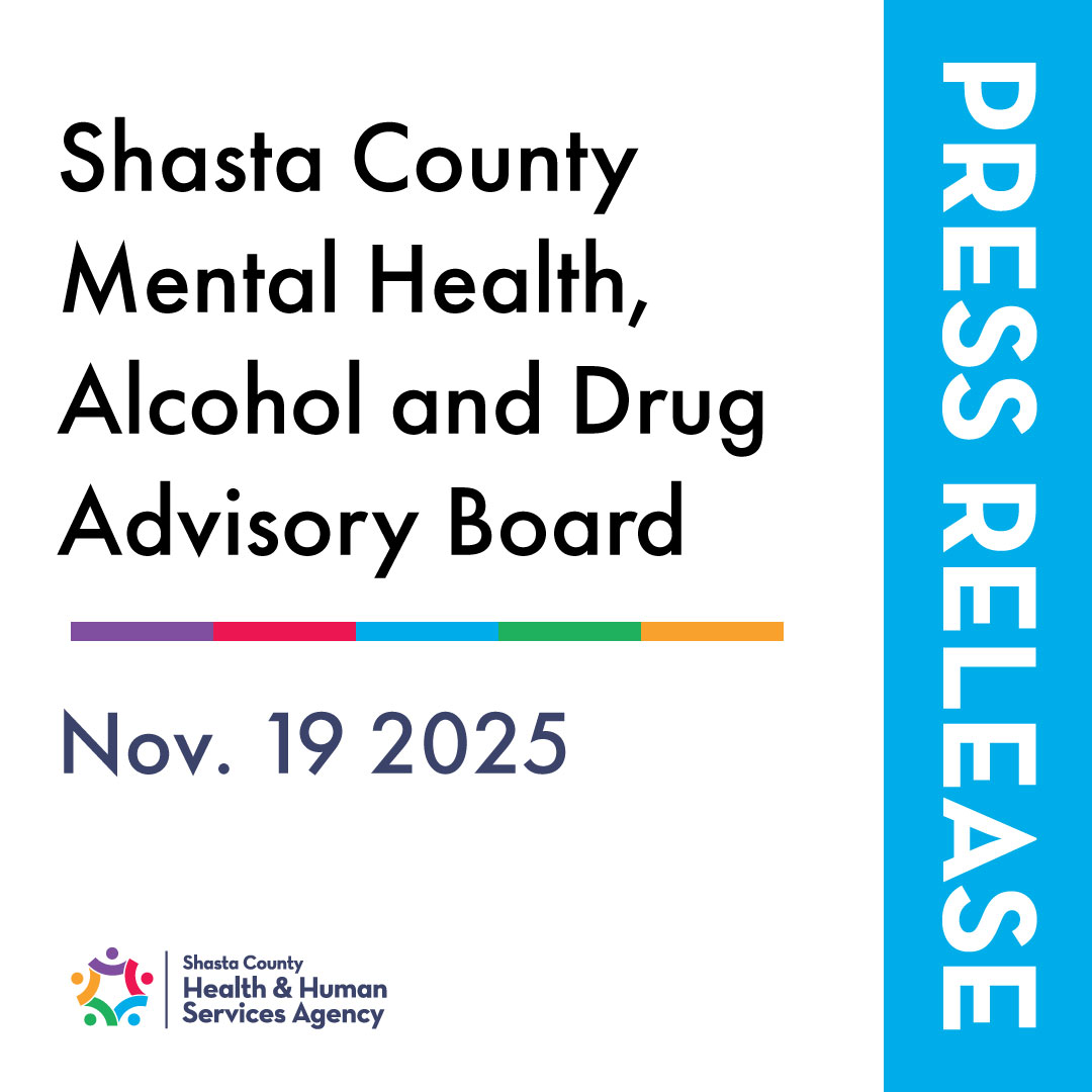 A Regular Meeting of the Shasta County Mental Health, Alcohol and Drug Advisory Board (MHADAB) will be held on Wednesday, Nov. 19, 2025 at 5:30 pm in the Mae Helene Bacon Boggs Conference Center 2420 Breslauer Way, Redding.

Read the full press release at shastacounty.gov/health-human-s…