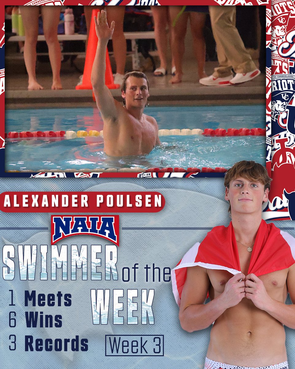 For the second time this season, Alexander Poulsen has been named the NAIA Swimmer of the Week #OneBigTeam #LTL

Story: cumberlandspatriots.com/news/2025/11/1…