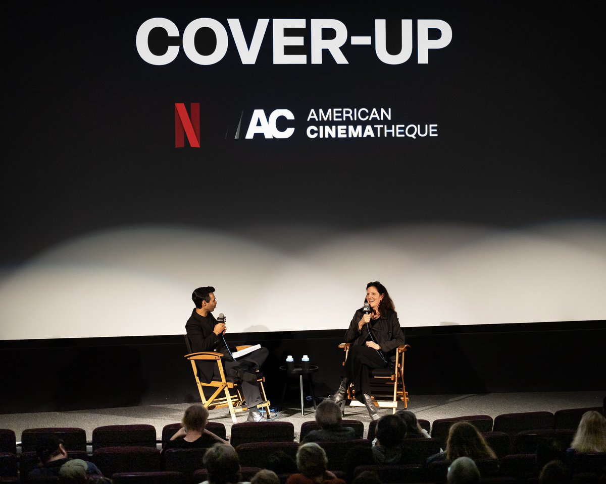 am_cinematheque's tweet image. Director Laura Poitras at our free advance screening of COVER-UP (2025) Saturday at the Aero 🎥 Thank you to Amrit Singh for moderating a fantastic Q&amp;amp;A.

COVER-UP will be coming to @netflix on 12/26.