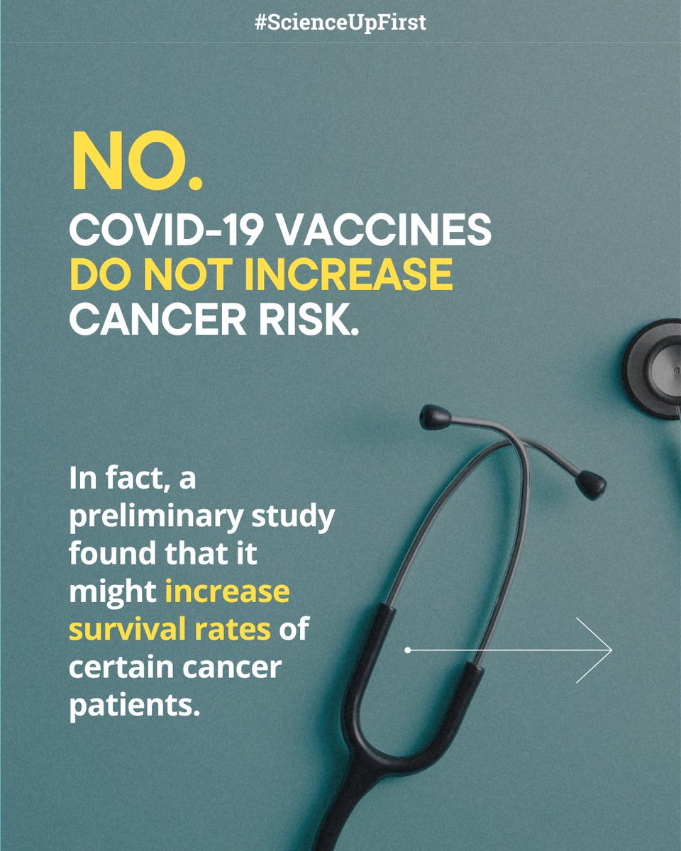 ScienceUpFirst's tweet image. No, a recent study did not show that COVID-19 vaccines cause cancer.
It found more cancer diagnoses after vaccination, not that vaccines caused cancer.

Headlines can be misleading, read carefully.
More details here 👇
scienceupfirst.com/vaccines/covid…

#ScienceUpFirst