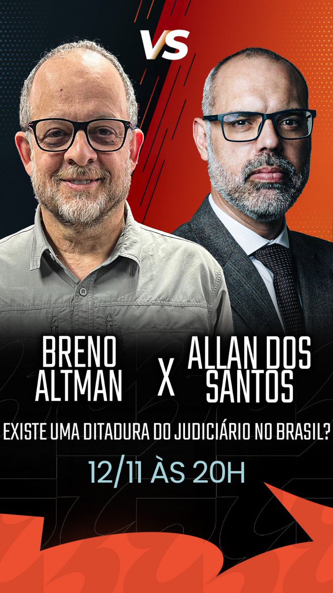 Hoje, dia 12/11, às 20h, no podcast 3 IRMÃOS, debato com o senhor Allan dos Santos, olavista e bolsonarista, sobre democracia e ditadura. Ideias, valores e trajetórias de direita devem ser enfrentados em todos os terrenos. 

youtube.com/live/tW-j_BTAs…