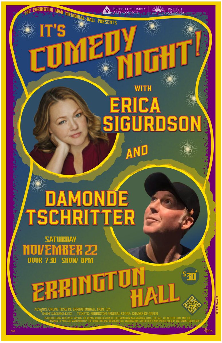 jturnerentgroup's tweet image. Coming up next on Nov 22 at Errington Hall, an awesome double bill featuring Erica Sigurdson and Damonde Tschritter

Online tickets available at bit.ly/4nPZB12

Erica Sigurdson
bit.ly/47UpQ0n

Damonde Tschritter
bit.ly/4nVlgVr