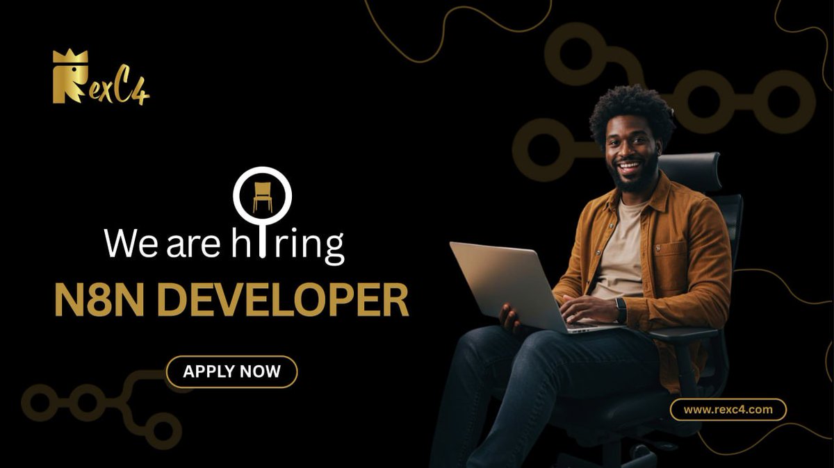 _DI_DAN's tweet image. RexC4 is hiring!

We’re looking for a talented N8N Developer to join our team.

If you love building automation workflows, optimizing processes, and creating smooth system integrations this is your moment.

✅ Work with a fast-growing tech company
✅ Build powerful automation…