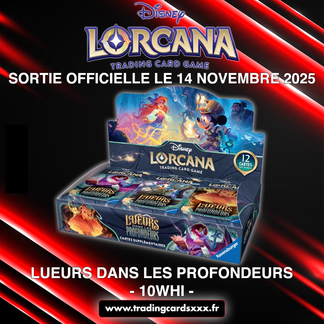 Le 10eme chapitre Disney Lorcana Lueurs dans les Profondeurs est disponible sur le site.

tradingcardsxxx.fr/collections/di…

#lorcanatcg #lorcana #chapitre10 #lueursdanslesprofondeurs