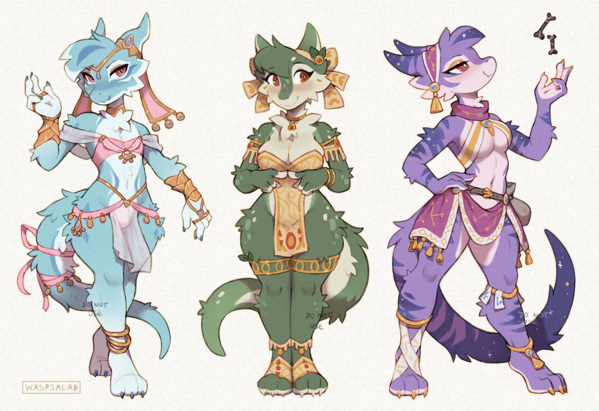 furred kobolds of an ancient city! The artiste, the temple servant, and the soothsayer.
they're looking for owners, more info below!