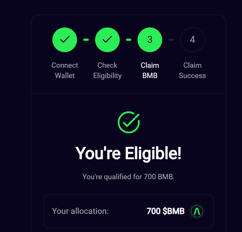 coinkritik's tweet photo. $BMB eligible olabilirsiniz kontrol edin. #Solana ve EVM wallet ile. 👇
https://t.co/ltpgX34xum https://t.co/zvI5QVD2sA