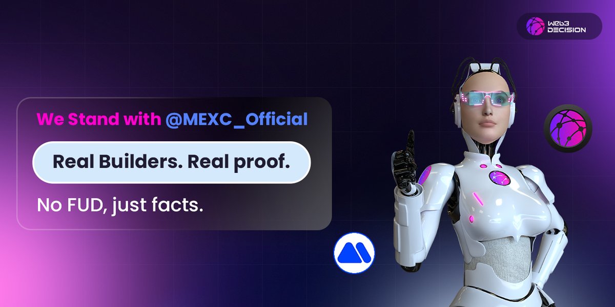 web3decision's tweet image. We stand with @MEXC_Official💪

Honest, hardworking, and always supporting the right people &amp;amp; institutions.

Some try to influence markets with baseless, non-mathematical FUD — the same weak minds who never build anything yet disrespect those who do.

Your IQ might not build, but…