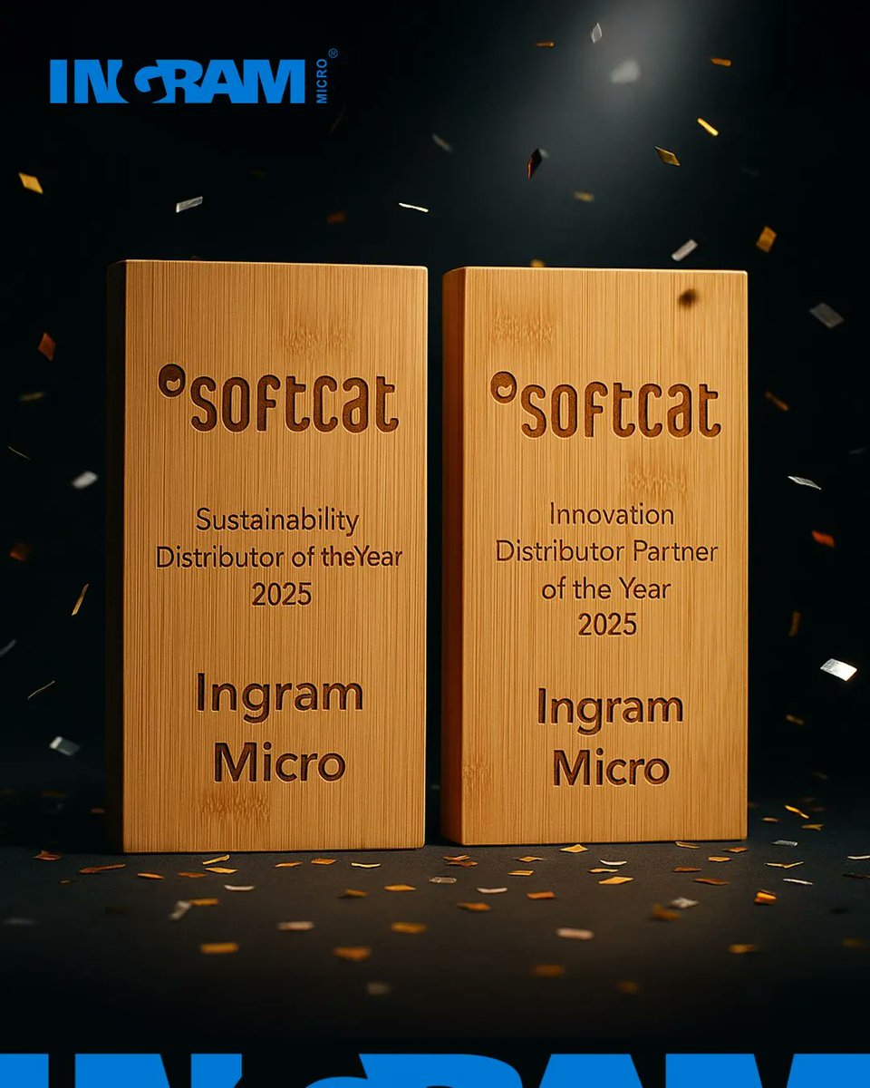 IngramMicroInc's tweet image. Proud to share that @IngramMicroUK has won two prestigious awards at Softcat’s Partner Event last week:

🏆 ‘Innovation Distribution Partner 2025’ for Xvantage 

🏆 ‘Sustainability Distribution Partner 2025’

Thank you to the teams behind this for their continuous hard work.