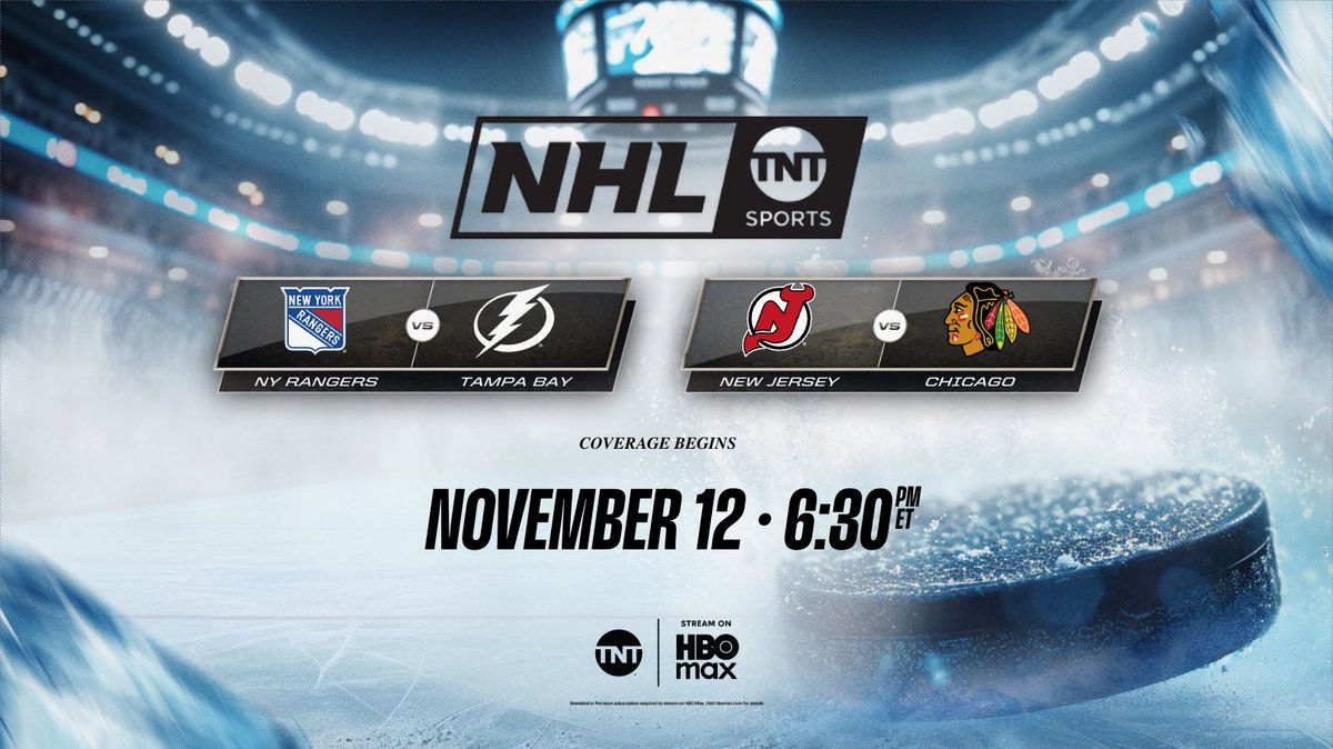 .<a href="/NHL_On_TNT/">NHLonTNT</a> TONIGHT:

📺 <a href="/WayneGretzky/">Wayne Gretzky</a> <a href="/BizNasty2point0/">Paul Bissonnette</a> <a href="/AnsonCarterLA/">Anson Carter</a> &amp; <a href="/liam_mchugh/">Liam McHugh</a> at 6:30 p.m.

🏒 <a href="/NYRangers/">New York Rangers</a> at <a href="/TBLightning/">Tampa Bay Lightning</a> at 7 p.m.
🎙️ <a href="/brendanmburke/">Brendan Burke</a> <a href="/Panger40/">Darren R Pang</a> <a href="/Jackie_Redmond/">Jackie Redmond</a> 

🏒 <a href="/NJDevils/">New Jersey Devils</a> at <a href="/NHLBlackhawks/">Chicago Blackhawks</a> at 9:30 p.m. 
🎙️ <a href="/AlexFaustTNT/">Alex Faust</a> <a href="/JenBotterill/">Jennifer Botterill</a> &amp; <a href="/armdog/">Colby Armstrong</a>