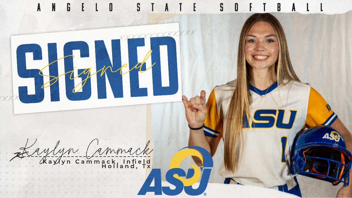 AngeloStateSB's tweet image. Welcome to the #RamFam Kaylyn Cammack! Athletic infielder with blue and gold in her blood.