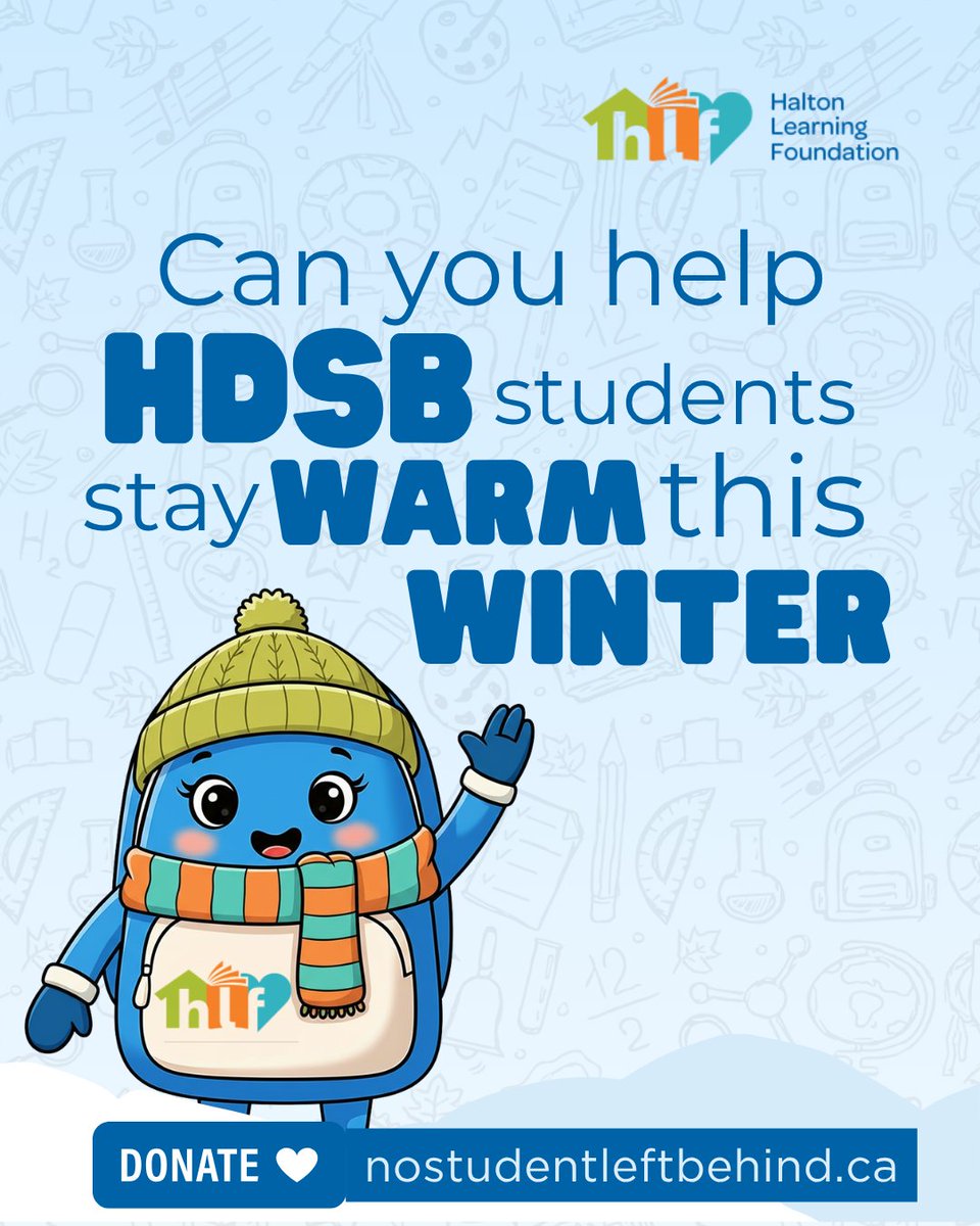 HaltonLearnFDN's tweet image. Winter is here, Halton ❄️, and I need your help to make sure students stay warm!  

Some students don’t have warm coats, boots, or meals this season. 

Help HLF say “yes” to 25 students every day this year → NoStudentLeftBehind.ca #NoStudentLeftBehind #HLF #Halton