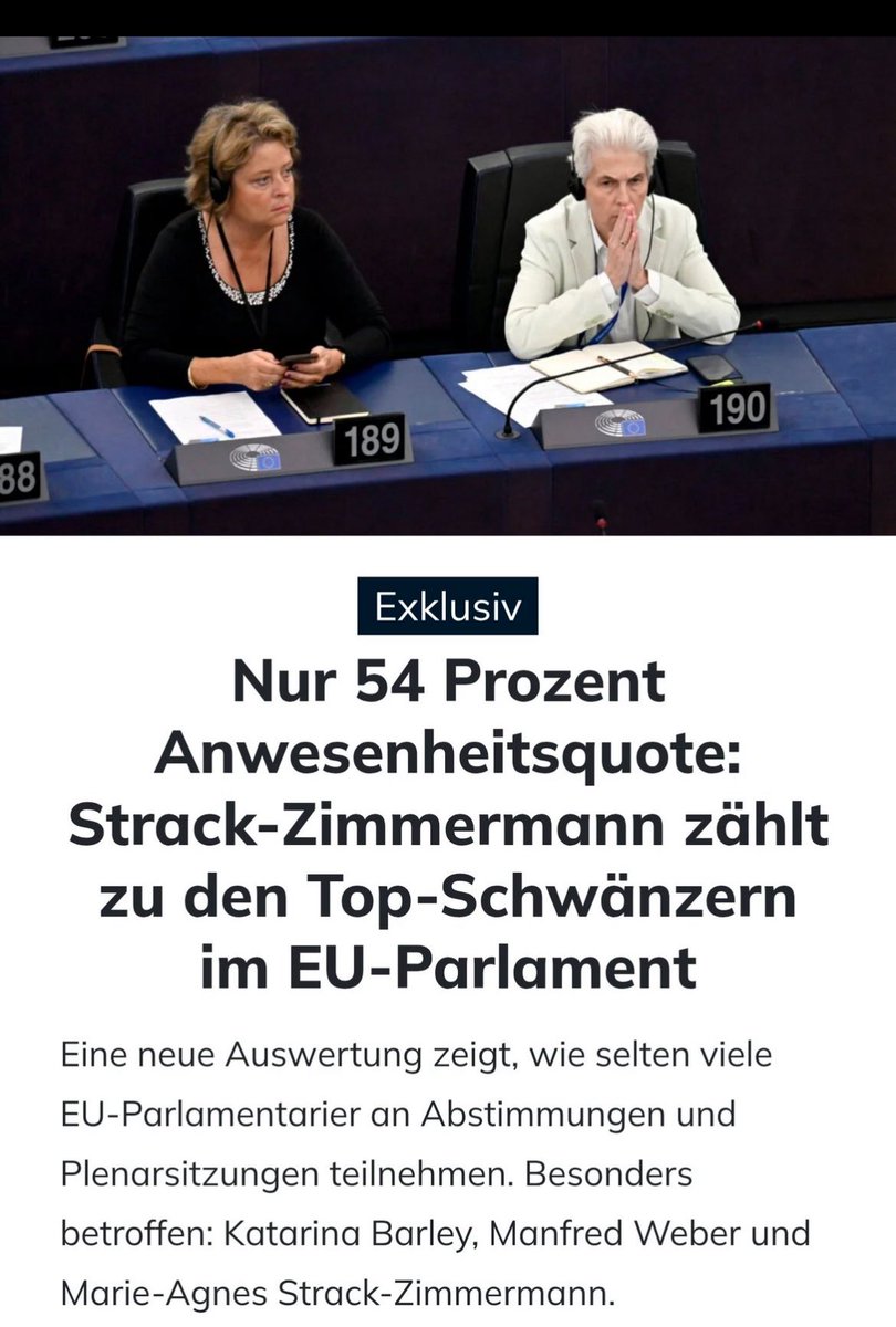 Georg_Pazderski's tweet photo. Das ist Frau STRACK-ZIMMERMANN. Sie ist FDP-Mitglied und im EU-Parlament.

Dafür bekommt sie monatlich ca. 20.000 EURO.

Jetzt hat eine Auswertung gezeigt, dass sie fast die Hälfte der Zeit gar nicht anwesend ist.

Muss sie jetzt 46% des erhaltenen Geldes wieder zurückzahlen❓ https://t.co/uGDRIomGTy