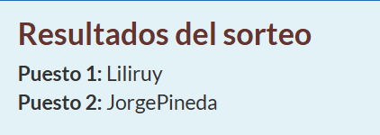 Zorionak a <a href="/Liliruyy/">28062019-04062019❤</a> y <a href="/jota_pineda/">Jorge Pineda</a> 😊

Revisad vuestros MDs para recibir los 500 Glorias.