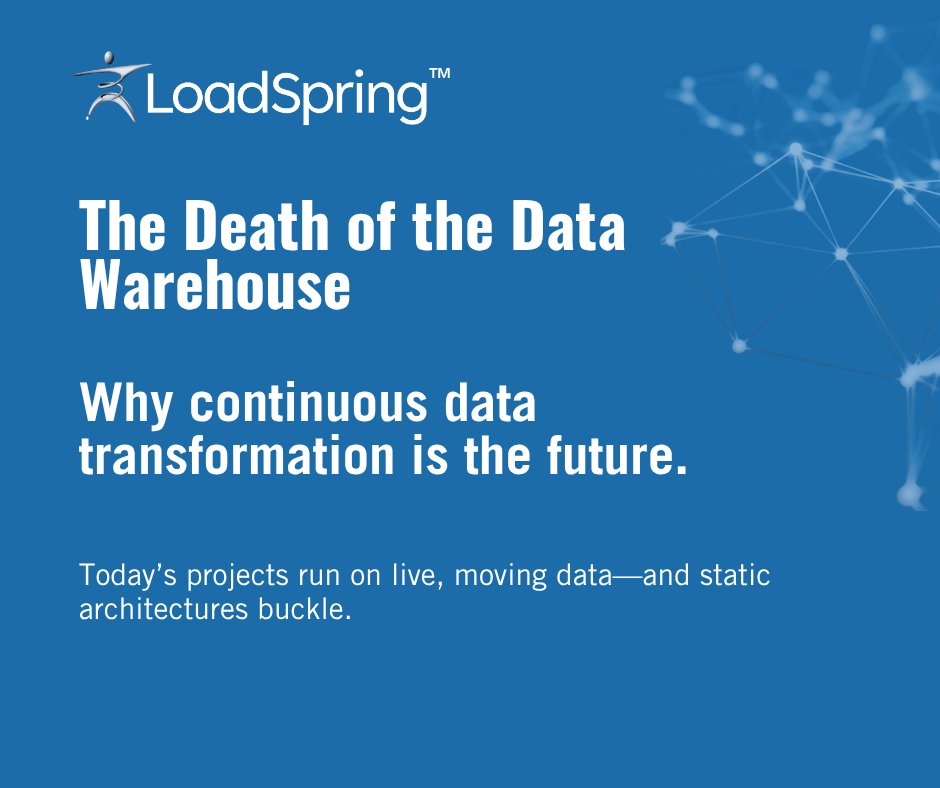 LoadSpring's tweet image. Old data warehouses can’t keep up with real-time project flow. Static models strain as nonstop data pours in from the field and cloud. Continuous transformation keeps dashboards accurate, forecasts sharp, and outcomes better. Read more: hubs.ly/Q03SPkT80