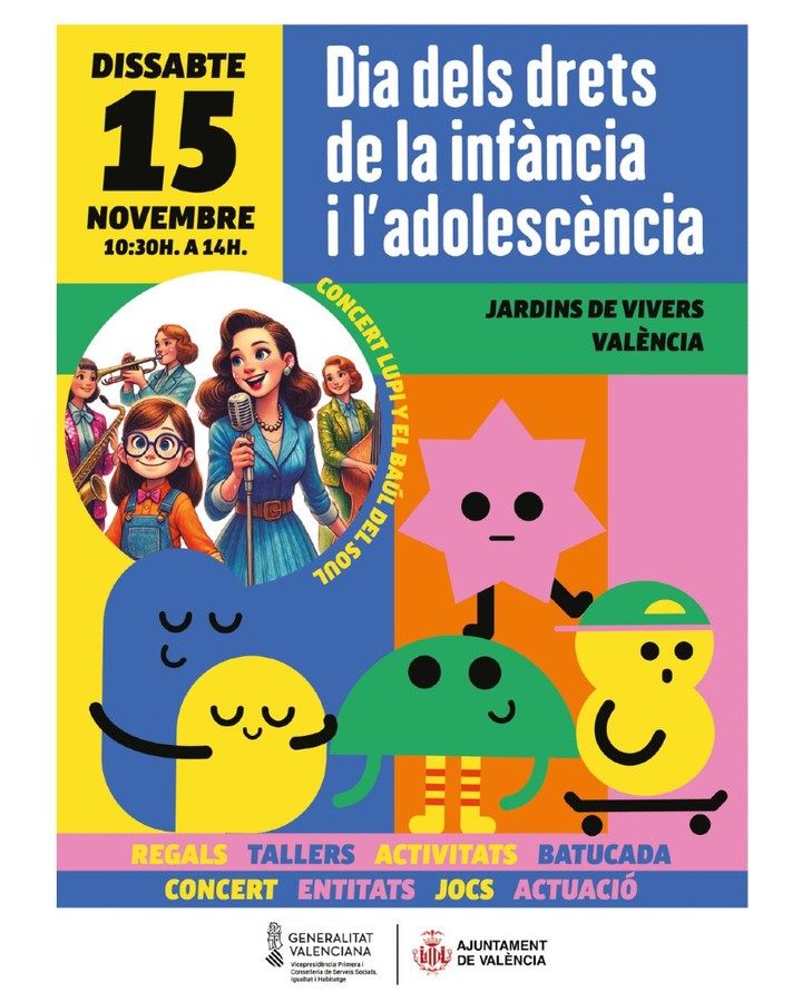 AjuntamentVLC's tweet image. 🎈 Este 15 de novembre celebrem el Dia Universal dels Drets de la Infància i l'Adolescència amb tallers, jocs, música… i molt més als 📍Jardins de #Vivers

💜 Si busques bon rotllo i diversió en família… T'esperem!

📍 Jardins de Vivers
⏰ 10:30h – 14:00h
🎟️ Entrada gratuïta
