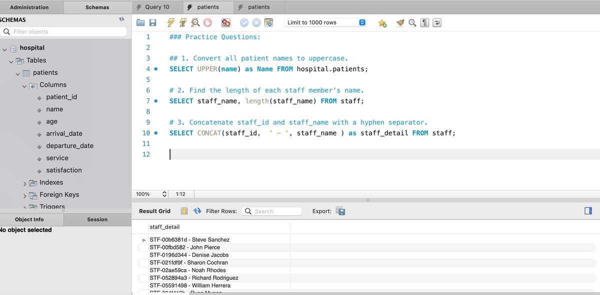 ForamAdeshara's tweet image. Day 8 of #21DaysSQLChallenge 
🚀 Today’s focus: String Functions 
💡 Key takeaways: 
 • UPPER() / LOWER() – change text case 
 • CONCAT() – join strings 
 • LENGTH() – count chars 
 • REPLACE() / TRIM() – clean text
#SQLWithIDC
@dpdzero
@indiandataclub