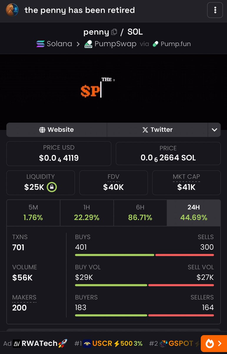 Something tells me this will go for millions of MC 🥹 $penny 

dexscreener.com/solana/6phh9aw…

$PWIF #DogeCoin $WIF  $WYNN $PNDC $PRINT $Pepe #Bitcoin $GME $REDDIT #Sun  $CRO $JASMY $MANA $FLOKI $PEPE $DOGE  #BNB  #BNBChain #ElonMusk #Usa #pope #Vitalik #fun #MONEROCHAN #Usa