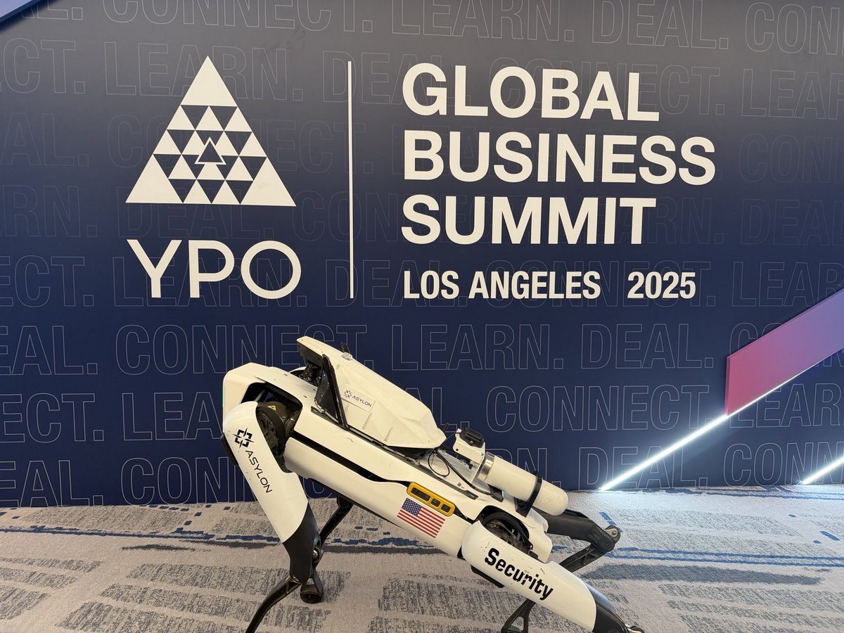 asylonrobotics's tweet image. DroneDog here, checking in from the #YPOGBS25 in Los Angeles!
Whether it’s healthcare, logistics, or manufacturing, everyone’s asking the same thing. How can automation help our teams do more, safely? #DroneDog #Asylon #RoboticSecurity #Automation #TechMeetsSecurity
